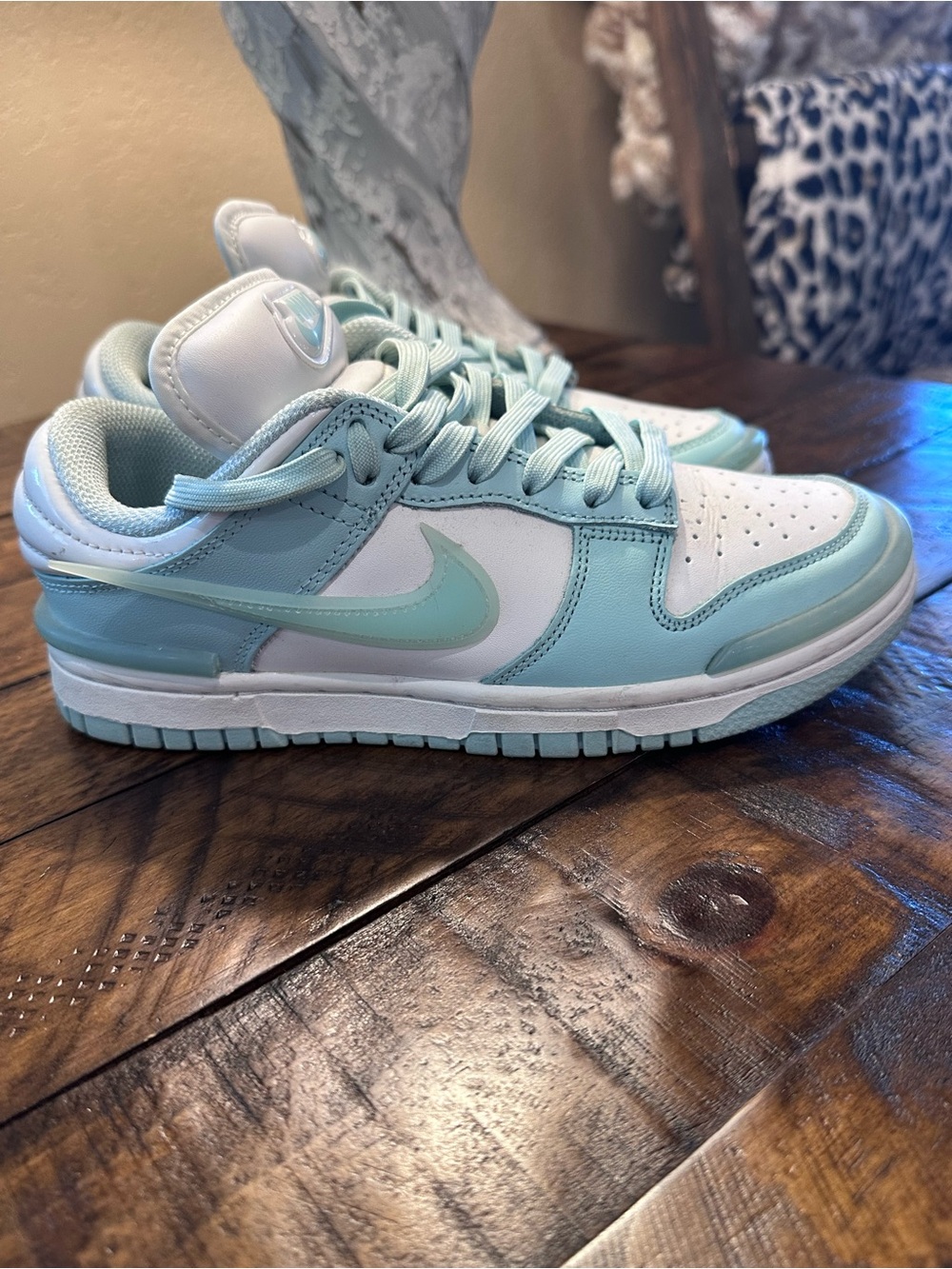 Nike Teal and White High-Top Sneakers - Picture 3 of 4